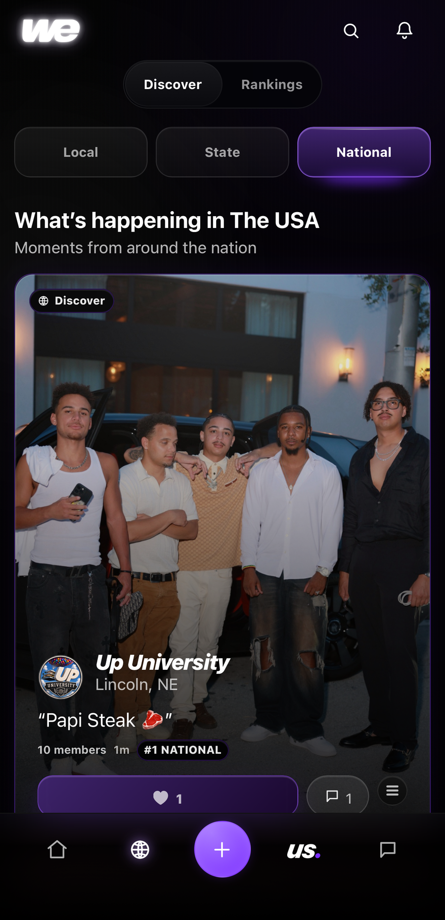Discover on the National tab: posts from groups across the country